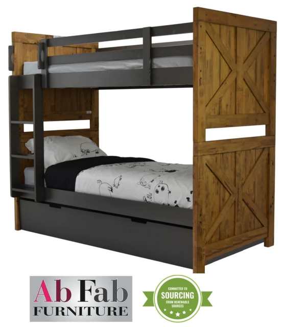 SINGLE BUNK BED AND TRUNDLE STOCKADE SEPARATES INTO TWO SEPARATE BEDS ...