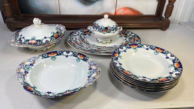 Antique English Victorian Alfred B Pearce Dinner Set Plates Tureens ...