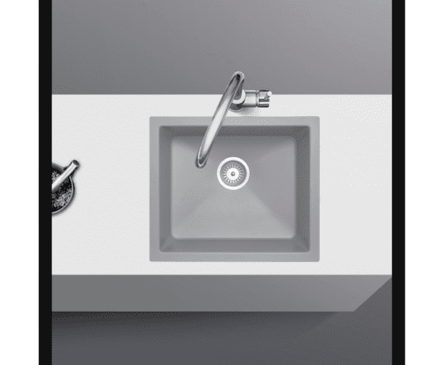 533x457mm Carysil Single Bowl Granite Stone Kitchen Laundry Sink Grey