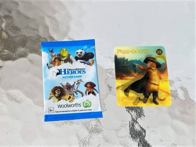 Woolworths Collector Cards Dreamworks Heroes Puss in Boots & Unopened ...