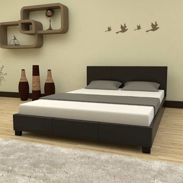 NEO Black/White PU Leather Bed Frame Single Double Queen Beds
