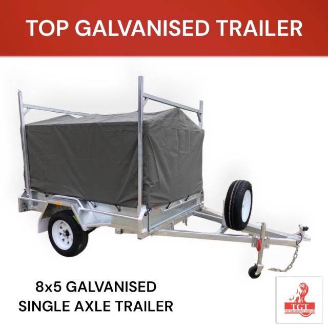 8x5 Single Axle Trailer Galvanised Tipper Trailer Cover, 1.6m Drawbar ...