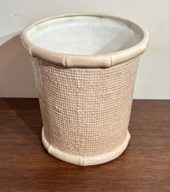 Vintage ceramic rattan bamboo themed pot planter No drainage. Pots