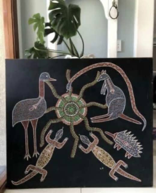 . Large ABORIGINAL/AUSTRALIAN INDIGENOUS DOT PAINTING WALL ART Signed