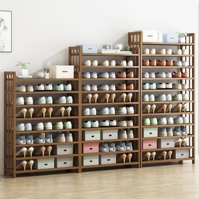 MultiTier Tower Bamboo Wooden Shoe Rack Corner Shelf Stand Storage Or