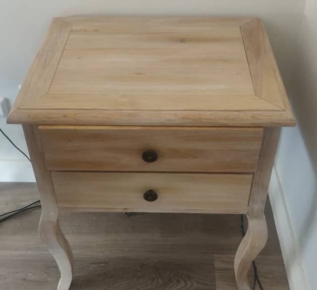 Pale wood 2drawer bedside table with cabriole legs Bedside Tables