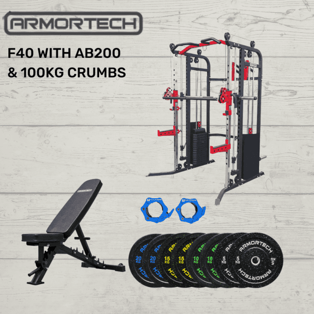 (SAVE 700) F40 with AB200 FID Bench & 100KG Crumb Bumpers Gym