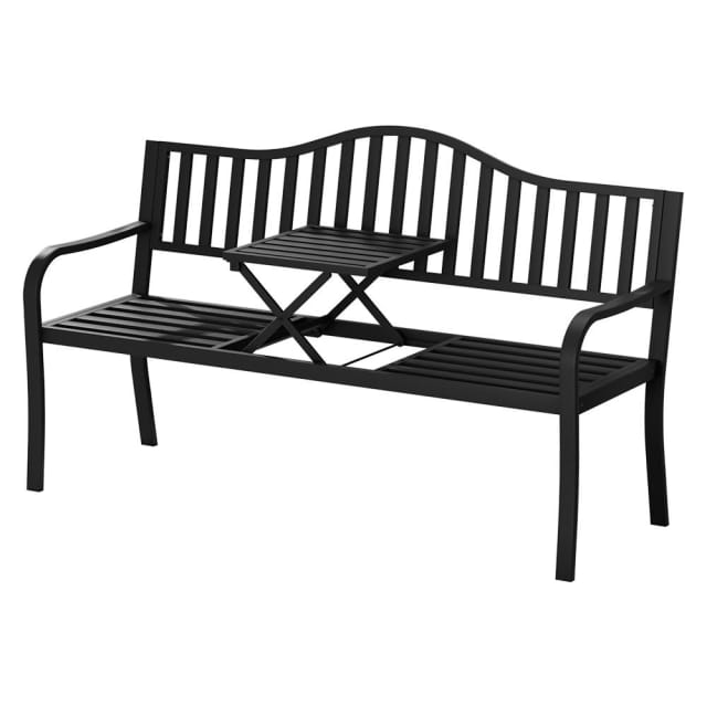 Gardeon Outdoor Garden Bench Steel Foldable Table Furniture Patio Love Outdoor Dining