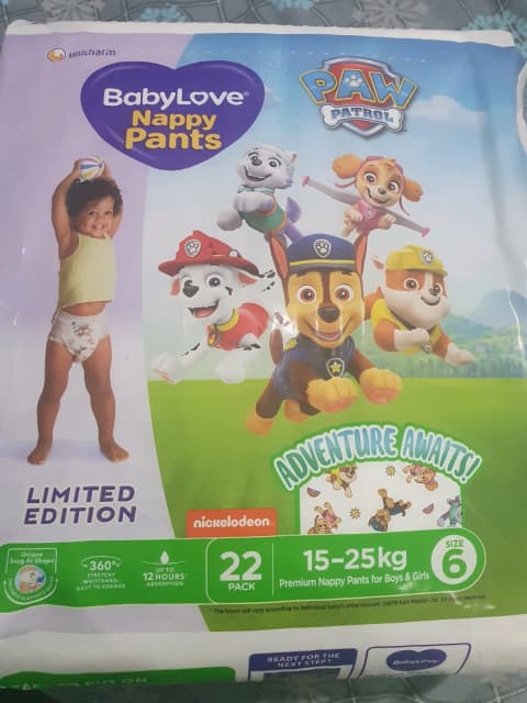 Paw Patrol themed Babylove Nappy Pants Size 6 UNOPENED NEW