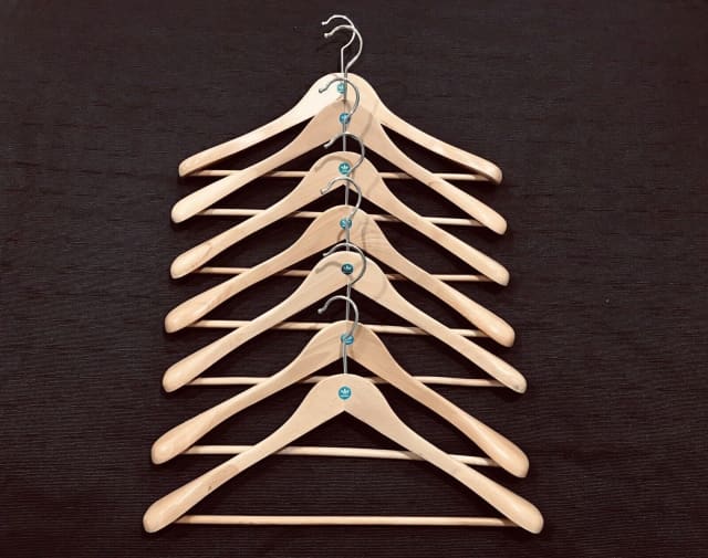 7 x Adidas Originals Wooden Coat Hangers Blue Trefoil Logo Fashion EXC