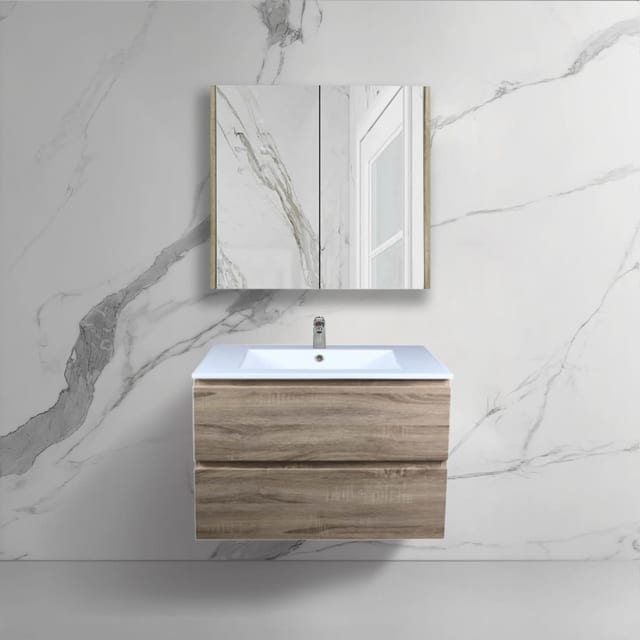 750*460*520MM Wall Hung Bathroom Vanity White Oak Building Materials