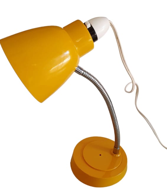 Vintage MCM Retro Lamp Yellow Orange Gooseneck Desk Enamel Light