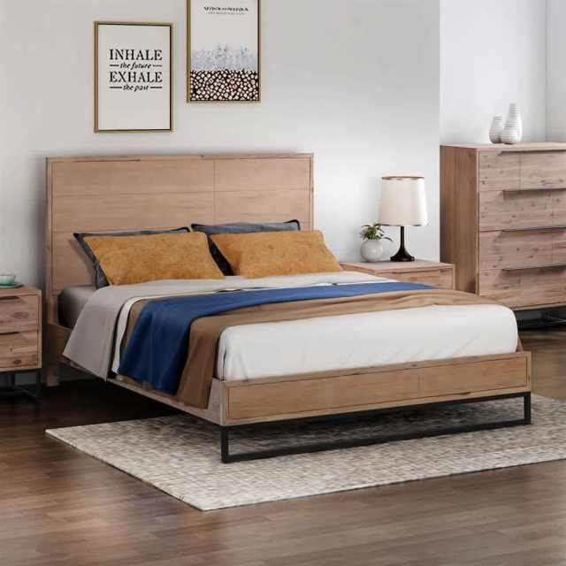 Queen size Bed Frame Solid Wood Acacia Veneered Bedroom Furniture... Beds in Redcliffe QLD