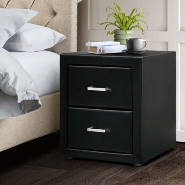 **PVC Leather Bedside Table Black** Bedside Tables Gumtree