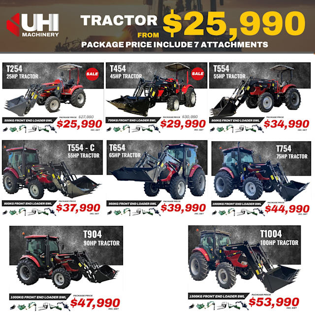 UHI 25hp 100 hp Tractors Package Price From 25,990 with 7