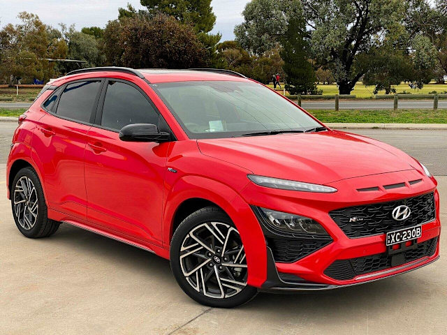 2021 Hyundai Kona OS.V4 MY22 N-Line D-CT AWD Premium Red 7 Speed Sports ...