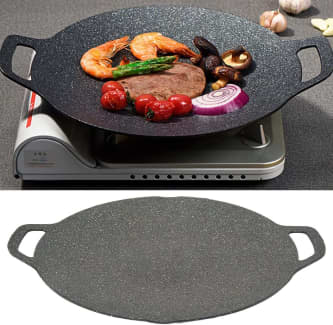 Grill Pan Korean Round Non-Stick Barbecue Plate Outdoor Travel Camping  Frying Pan Barbecue Accessories