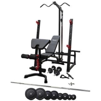 Proflex Red Multi Station Home Gym Set with 100lbs Plates