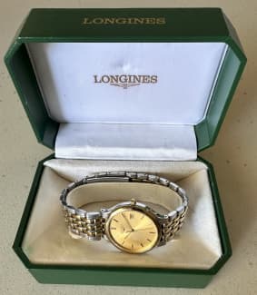 Longines Mens Watch Silver Gold band with Gold Dial L5.649.3