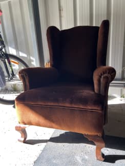 brown velvet club chair