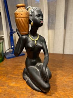 Mid Century Bronze Sculpture of African Woman, 1950s