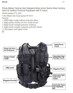 YAKEDA Police Military Tactical Vest Wargame Body Armor Sports