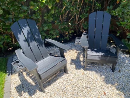 Adirondack Chair Reclining Folding Lounge Furniture x2 with