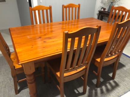 pine table with 6 chairs