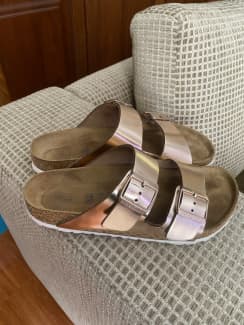 BIRKENSTOCK Arizona Soft footbed Metallic Leather Sandals EU40