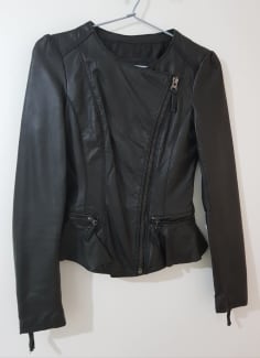 Frill leather clearance jacket zara