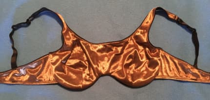 Shiny Shimmery Sheer Bronze Push up Bra Sports Top Crop Top Size