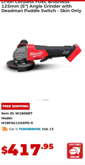 Milwaukee M18FAG125XPD-0 18V Cordless FUEL Brushless 125mm Grinder