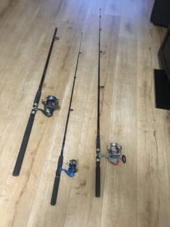 3 fishing rods and reels new only used once, Fishing