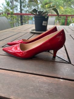 red patent kitten heels