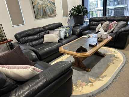 GENUINE LEATHER LOUNGE 3 seater 2 seater and single Sofas in Cannon Hill QLD Gumtree Australia