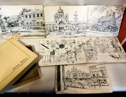 Place Mats- Maurice Hudson 1980s Illustrated Designs of Melbourne, Dinnerware, Gumtree Australia Manly Area - Seaforth