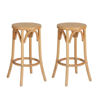 Artiss 2x Bar Stoosl Rattan Seat Wooden Stools Bar stools