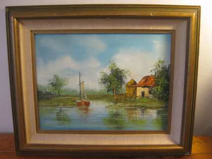 Vintage RAY NORMAN Landscape SIGNED Oil On Canvas Mid