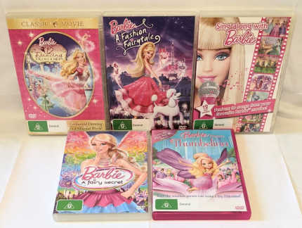 Barbie DVDs X5 Lot Bulk Bundle Of Kids DVD Classics Sing Along