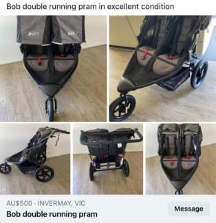 Twin cheap running pram