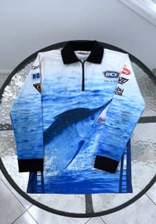 Kids Size 8 Fishing Shirt Marlin Boys Girls Lightweight Blue w