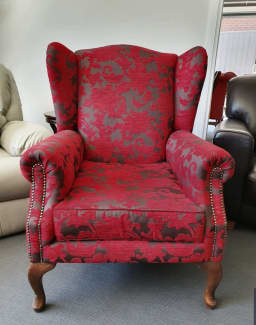 red paisley accent chair