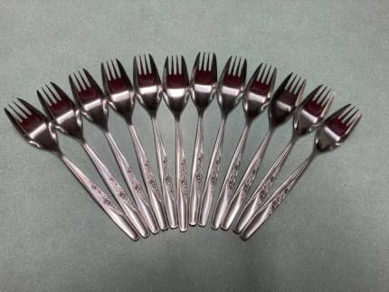 6 vintage retro stainless steel splayds buffet forks 