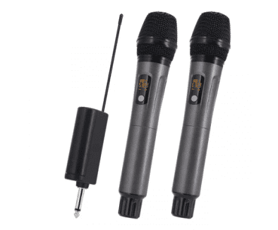 Hridz rechargeable UHF dual channel wireless microphone system