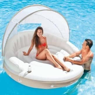 aqua luxury pool lounger with canopy