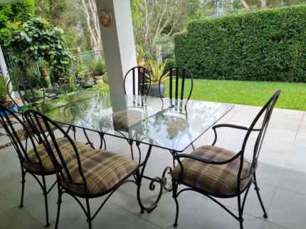 Wrought Iron glass top table and 6 chairs. Outdoor Dining Furniture in Banksia Beach QLD Gumtree Australia