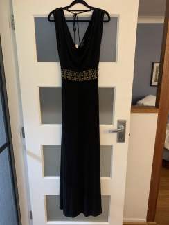 Black Charlie Brown Cowl Neck Gown Long Dress Size 8