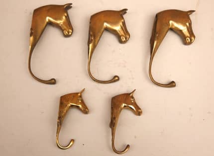 Brass Horse Style Coat Hooks Solid Brass Inc Post, Other Home Decor, Gumtree Australia Cessnock Area - Paxton