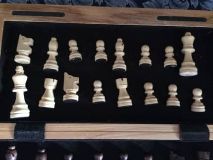 Solid wood classic chess set - full sized, complete and space