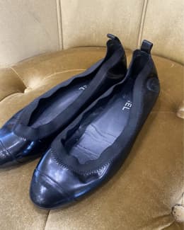 CHANEL Beautiful Black Patent Leather Ballet Flats size 38.5
